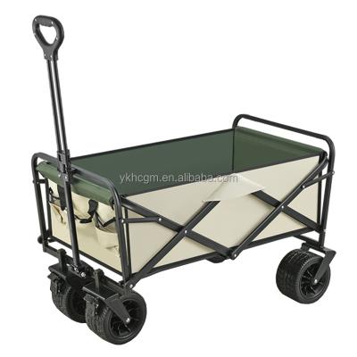 China Convenience Folding Folding Wagon Beach Cart Outdoor Camping Service Wagon With Universal 8 Inch Tank Wheels for sale