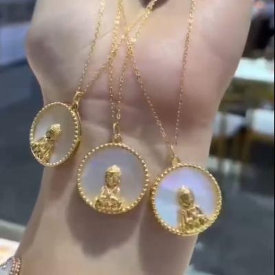 China Trendy Luxury Fashion Pure 18K Gold Charms Pendants Necklace Women Ladies Ladies Engagement Wedding Bridal Jewelry for sale