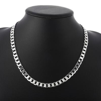 China 925 Luxury Trendy Fashion Mens Necklace Jewelry Silver Plated Male Trendy Chain Necklace for sale