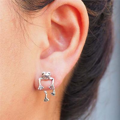 China New Retro Frog Women Ladies Silver Trendy Earring Fashionable Stud Earrings for sale