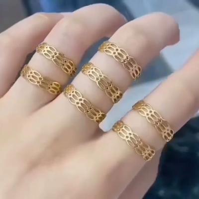 China CLASSIC Luxury Pure Ladies Rings Women Fashion 18K Gold Female Bridal Engagement Wedding Ring for sale