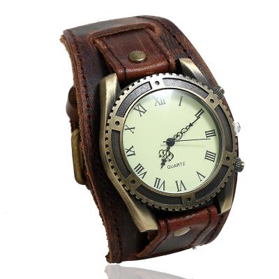 China Non-specific Luxury Watch Vintage Brand Cowhide Genuine Leather Quartz Watches Men Male Strap Wristwatches Clock for sale