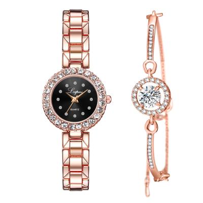 China Non-Specific Brand Quartz Watch Luxury Ladies Complete Mesh Steel Fashion Bracelet Bangle Women's Wristwatches Set Clock for sale