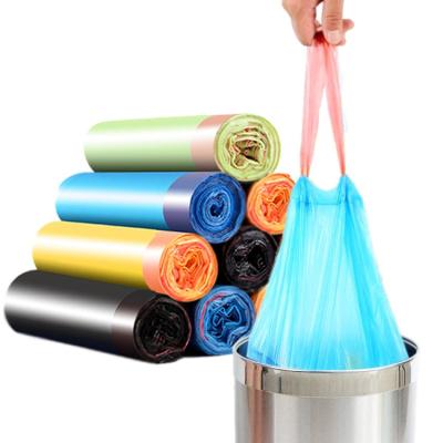 China Disposable Drawstring Garbage Bag Thickened Black Large Home Hotel Portable Automatic Closing Drawstring Plastic Bag for sale