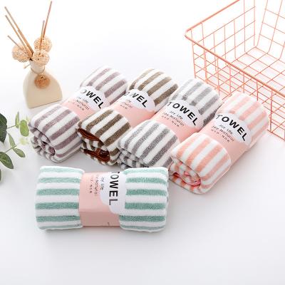 China High Density Coral Meticulous Workmanship Velvet Towels Absorbent Facial Towels High Density Thin Viable Unisex Towels And Strong Washing for sale