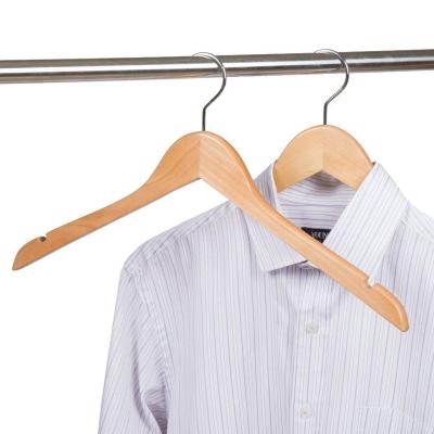 China Eco-friendly Material Tops Clothing Type Natural Color Dress Hacks Wooden Shirt Hanger 100 Packs for sale