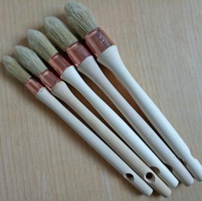 China Copper Plated Olive Sharp Mixed Wood Head Mixed Wood Head Bristle Paint French Type Thumb Around Paint Brush for sale