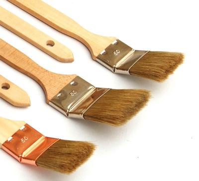 China Top French type of paint olive wooden pointed head handle mixed copper plated hair radiator radiator bent head paintbrush for sale