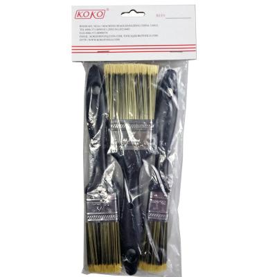 China 3pcs Plastic Handle Synthetic Paint PET PP Wire Fiber Small Sizes Paint Brush Set for sale