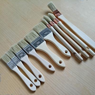 China 10PCS PURE BRISTLES NATURAL WOOD HANDLE FLAT AND PAINT ROUND READING BRUSH for sale