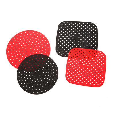 China Disposable Reusable Non-Stick Eco-Friendly Round, Square Silicone Air Fryer Liners Heat Resistant Oven Baking Mat Silicone Air Fryer Mats for sale