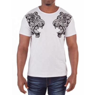 China Anti-Wrinkle Designer Clothing Custom Cotton Men's Tiger Head Artificial Stone Casual O Neck T-Shirts Short Sleeve T-Shirts for sale