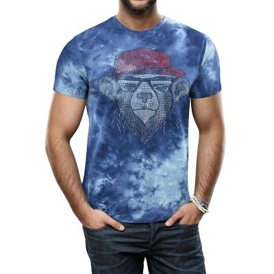 China Custom Tie Dye Bear Anti-Wrinkle Short Sleeve T-shirts Designs Cotton Mens Multi Color T-shirts Body Fitted Tees For Men for sale