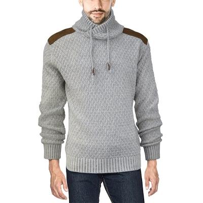 China Anti-Wrinkle OEM Knit Argyle Casual Men's Sweaters Winter Sweater Mandarin Collar Fleece Long Sleeve Knitwear for sale