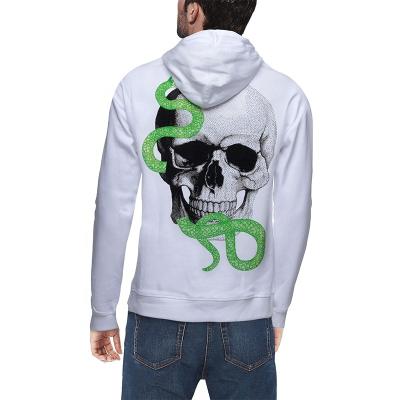 China Custom Print Hip Hop Mens Anti-wrinkle Pullover Hoodies Cotton Snake In Skull Stone Fashion Hoody Sweatshirts For Men for sale