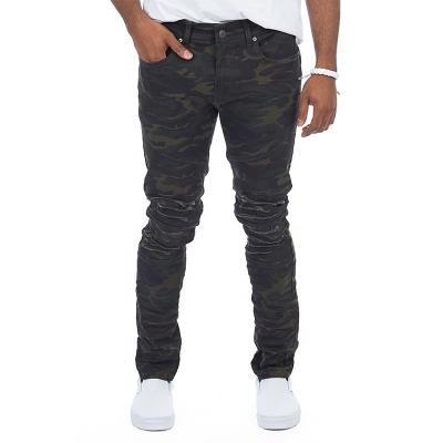 China Anti-wrinkle Factory Sales Directly Design Pantalones Ripped Skinny Twill Pants Stretch Denim Camouflage Pants Slim Mens Jeans for sale