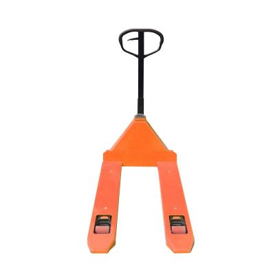 China Hotels / Garment Shops / Building Material Stores / Machinery Repair Shops... Lower Fork Use High Strength Steel Materials Scale Manual Hand Pallet Jack Truck for sale