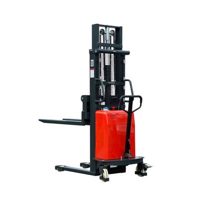 China Hotels / Garment Shops / Building Material Stores / Machinery Repair Shops... Hot Sales High Standard High Strength Structural Cheap Batteries 1 Ton Semi Electric Stacker for sale