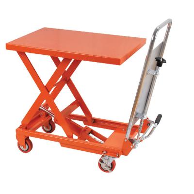 China Hotels/Garment Shops/Building Material Stores/Machinery Repair Shops...Hot Sale Lift Tables Quality Stainless Steel Lift Safety Lift Table Truck 150Kg Hand Hydraulic Table Trucks for sale