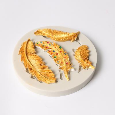 China Viable Feather Shape Silicone Cake Mold DIY Fondant Cake Tools Chocolate Pudding Cookie Candy Baking Mold for sale