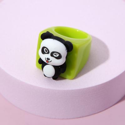 China CARTER LISA Fashion Colorful Resin Panda Ring For Finger Cute Animal Ring Acrylic Statement Resin Ring Women Girl Rabbit Monkey for sale