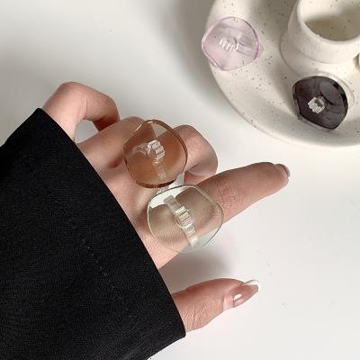 China CARTER LISA Spring TRENDY Summer Transparent Acrylic Resin Ring Trendy Acrylic Irregular Jelly Ring For Female Jewelry for sale