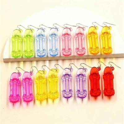 China Trendy Dangling Acrylic Candy Skateboard Fashion Colorful Cute Earrings For Woman Girl Accessories for sale