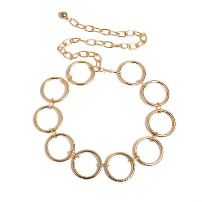 China CARTER LISA Luxury Round Metal Golden Dress Belt Chain Holder Belts Female Charm Statement Earrings For Women Dress Belt Jewelry for sale