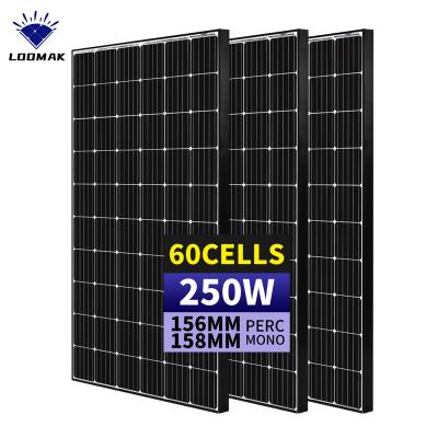 China Cheap 250 watt PV panel 250 watt monovisc solar MONO solar plates 250 W photovoltaic cost is cheap solar panel 158.75mmx158.75mm for sale