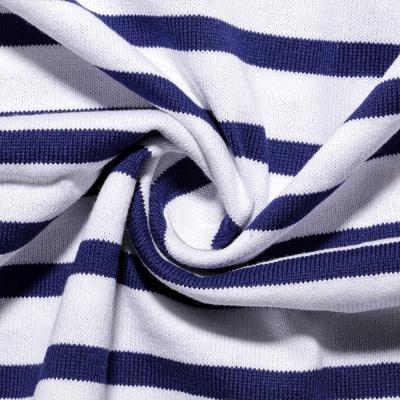 China 20S/2 OE Cotton Breathable Blue And White 100% Cotton Aoto Matic Stripe Fabric For Spring Summer T Shirt for sale