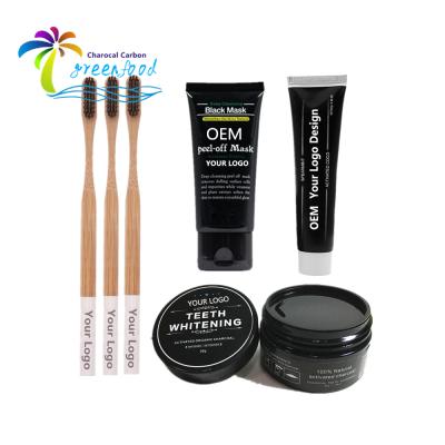 China Natural and Health Teeth Whitening Kits Private Logo Tooth Paste Tongue Scraper Bamboo Toothbrush for sale