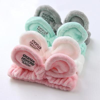 China New Soft Coral Fleece Headbands For Women Bow Headbands Girls Wash Face Makeup Hair Bands Headwear for sale