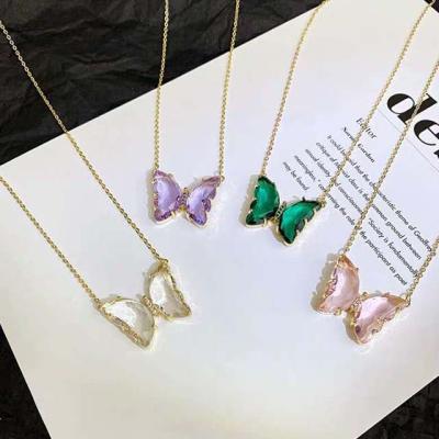 China Trendy Trendy Rose Gold Sliver Plated Stainless Steel Butterfly Necklaces For Women for sale