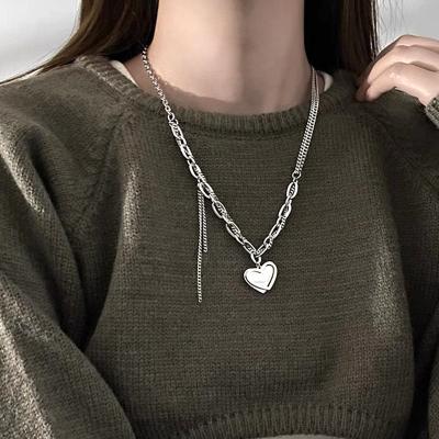 China Tide Titanium Steel Female Love Hip Hop Chain High Quality Fashion Sweater Polishing Chain Necklace for sale