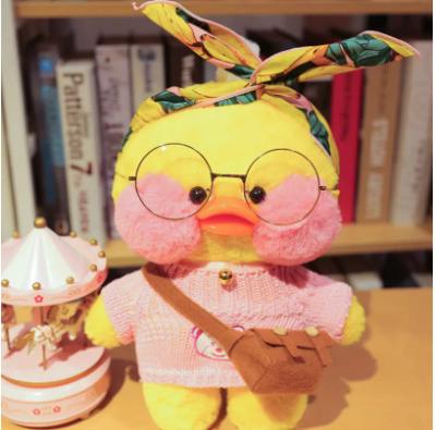 China Cute plush 30cm duckling doll girl birthday gift kawaii glass doll decoration kids yellow plush toy sit for sale