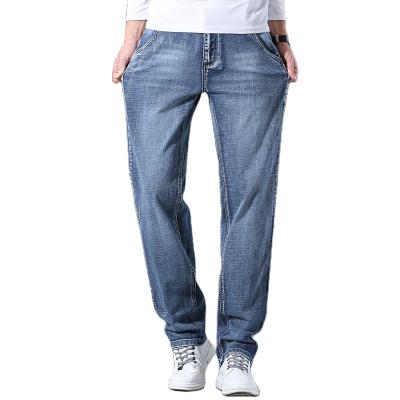 China Wholesale Light Blue Straight Leg Fashion Business Youth Elastic Jeans Pants QUICK DRY Denim Loose Mens Trousers for sale