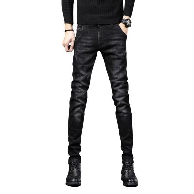 China Wholesale Custom QUICK DRY Logo Mens Denim Pants Fashion Mens Jeans Slim Fit Small Feet Stretch Pants Denim Pants for sale