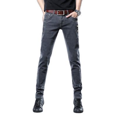 China QUICK DRY men's jeans slim fit feet trend youth Four Seasons elastic denim pants for sale