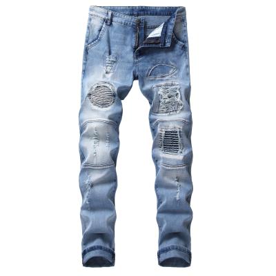 China QUICK DRY custom mens straight slim biker stretch jeans culottes mens denim jeans ripped vaqueros for sale