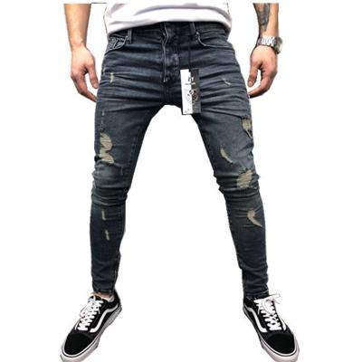 China High quality QUICK DRY elastic ripped pencil jeans pants men stacked pants mens stretch jeans pants for sale