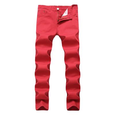 China Popular QUICK DRY red jeans black slim fit stretch pierced ripped jeans men breathable jeans for men stylish for sale