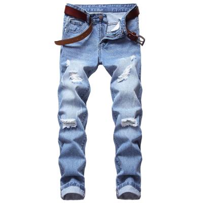 China Newest design XL size jeans men QUICK DRY denim ripped straight mens jeans fashion trendy small pants for sale