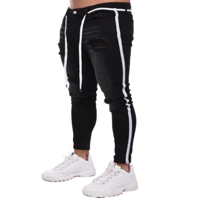 China New Arrival QUICK DRY Hole Grind White Slim Denim Pants And Men Jeans Trouser Feet for sale