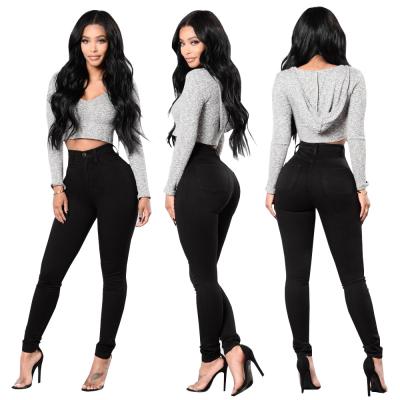 China New design high quality QUICK DRY jeans white black high waisted high stretch skinny pencil jeans for women for sale