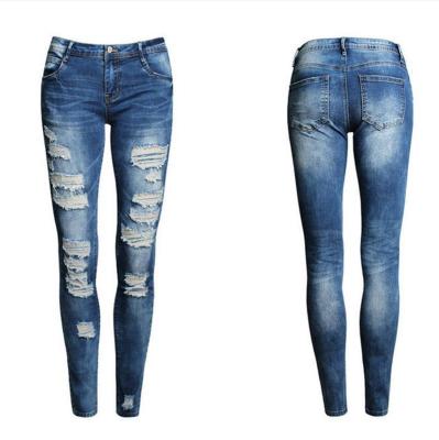 China High Quality Viable Denim Hole Skinny Stretchy Pencil Plus Size Jeans Pants High Rise Jeans Womens Jeans for sale