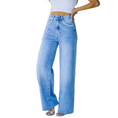 China Custom Size QUICK DRY High Street Fashion Denim Leg Women Straight Mom Jeans for sale