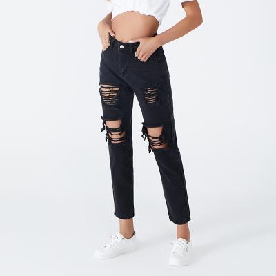 China QUICK DRY Custom Style Women's Casual Fashion Jeans Street Ripped Straight-Leg Ladies Jeans Loose High Rise Pants for sale