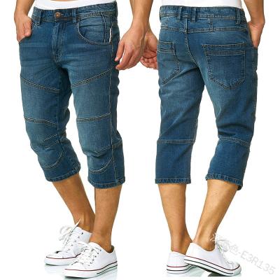 China Wholesale QUICK DRY summer men's denim shorts straight leg plus size mid waist skinny jeans plus size men's casual pants lattice shorts for sale