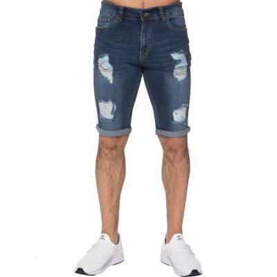 China Fashion design QUICK DRY denim shorts ripped casual men's holes denim shorts stylish lattice shorts M-pants for sale