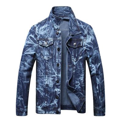 China New fashion QUICK DRY plus loose irregular waist men's denim jacket tie dye high street fashionable men's jacket for sale